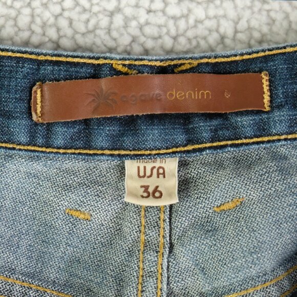 Agave Denim Jeans Mens 36X32 Blue Stone Wash Whiskers Lightweight Straight Leg - Picture 9 of 11